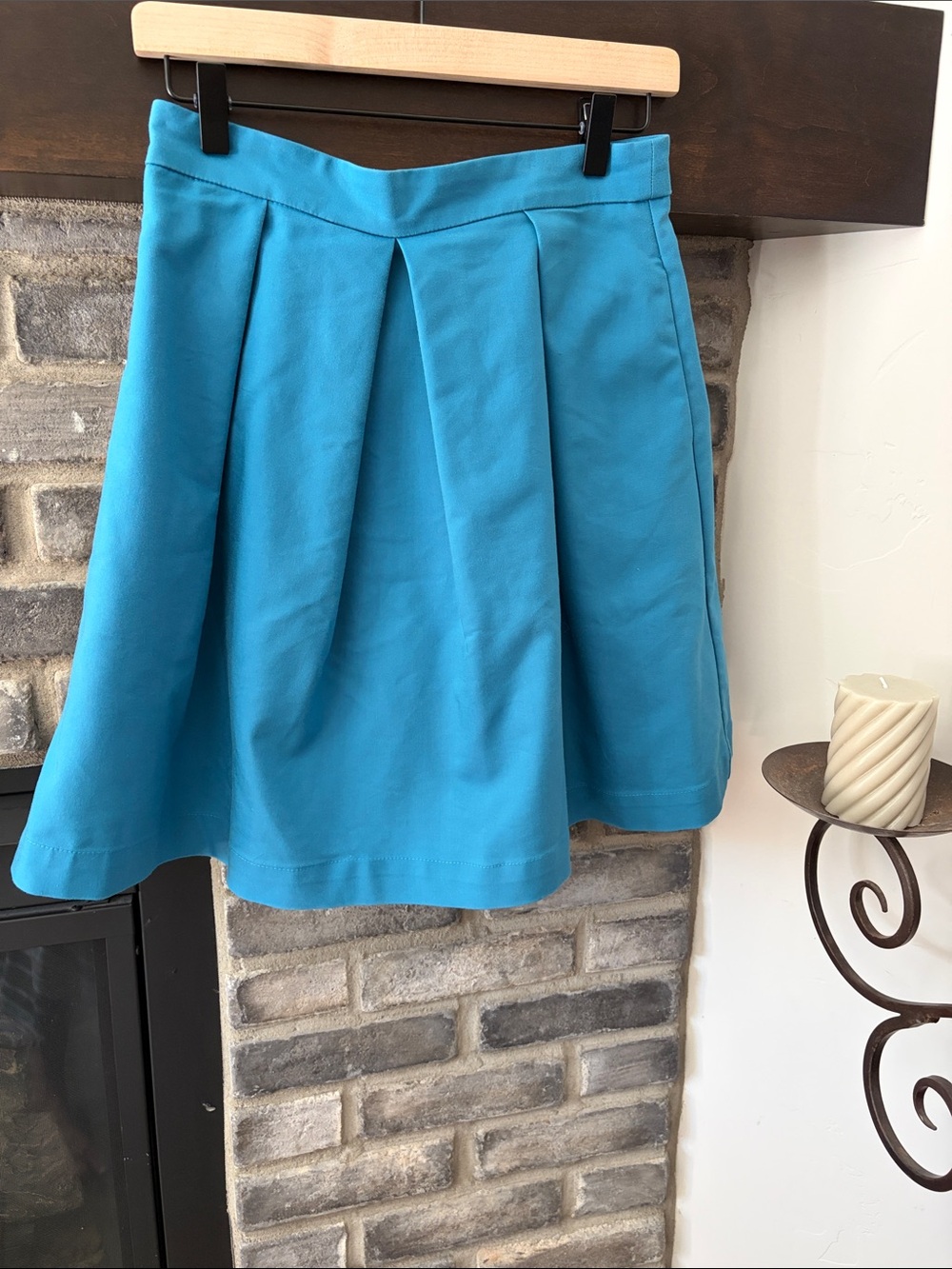 Pleated A-Line Midi Skirt in Teal